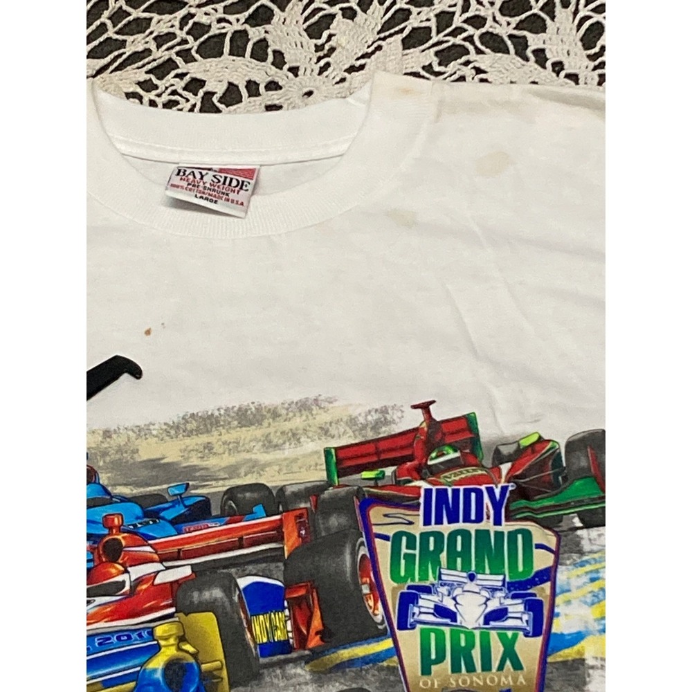 Vintage 2010 Indy Grand Prix Sonoma Racing T-Shirt Bay Side White Large USA Made - Picture 6 of 8